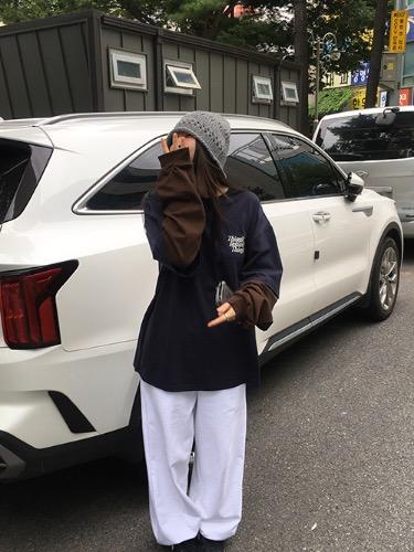 레이어드 배색 티셔츠 (브라운/네이비/블랙)