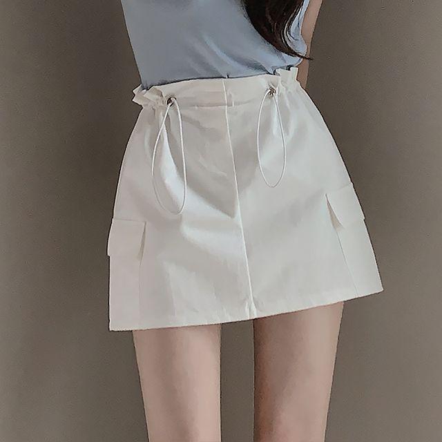 [안감바지!] 허리 스트링 포켓 미니스커트 4color_럽앤썸