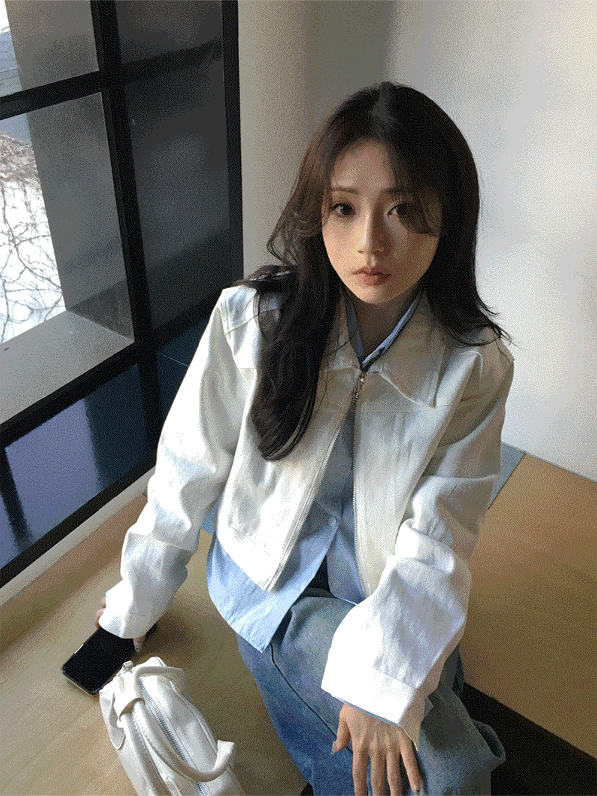 투웨이 카라 코튼 크롭자켓