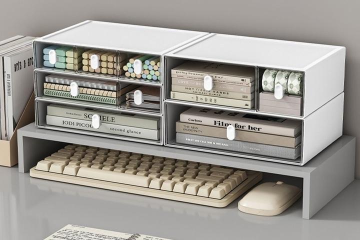 1+1 6종 클리어 데스크 정리함 사무용품 수납함 책상 미니 서랍장 데스크 테리어 셋업