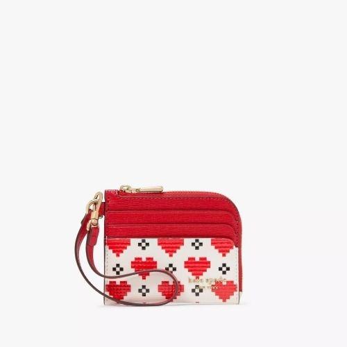 케이트 스페이드 여자 지갑 데빈 픽셀 하트 동전 카드 케이스 손목 스트랩 반지갑 KJ869 C/M