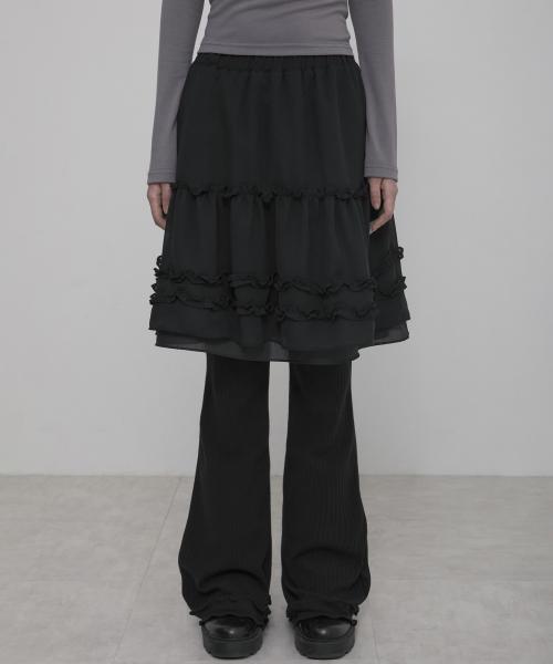 3-Layered Ruffle Skirt Pants (FL-260_Black)