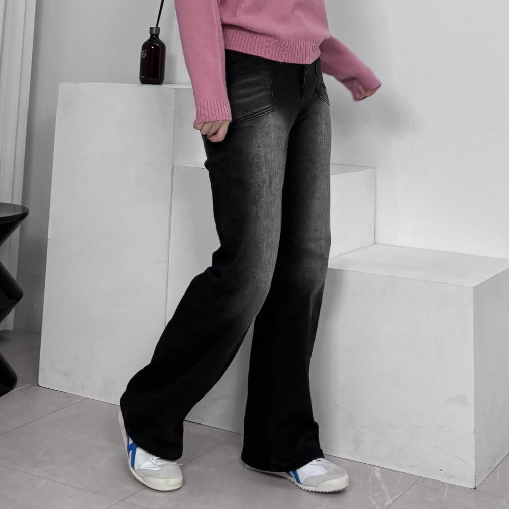 [M-XL/기모] 군살보정 세미 와이드 데님팬츠