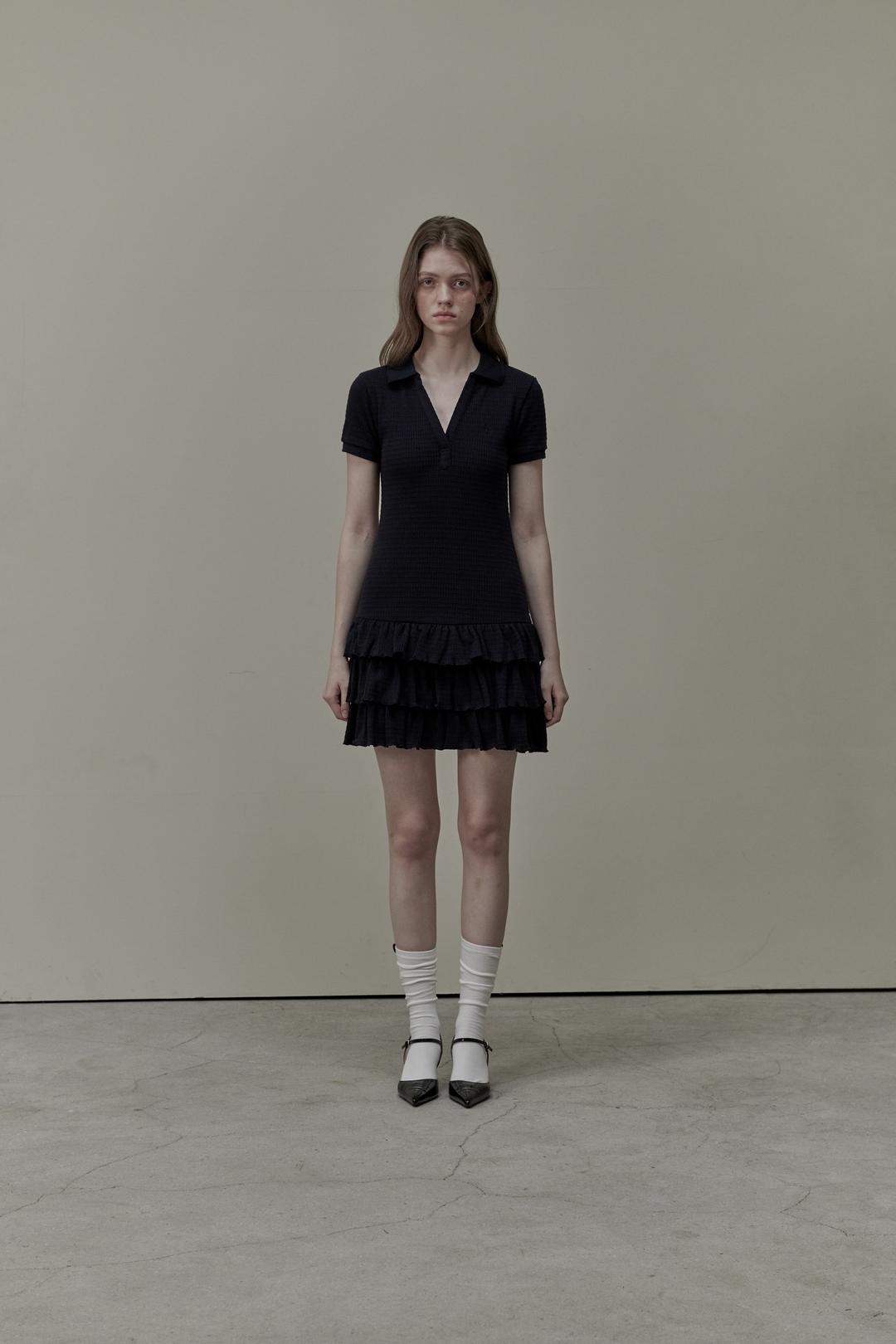 Logo embroidery pk cancan dress - Navy