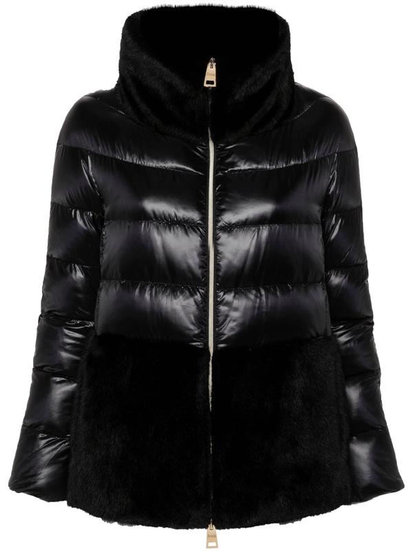 시어링 패널 하이넥 패딩