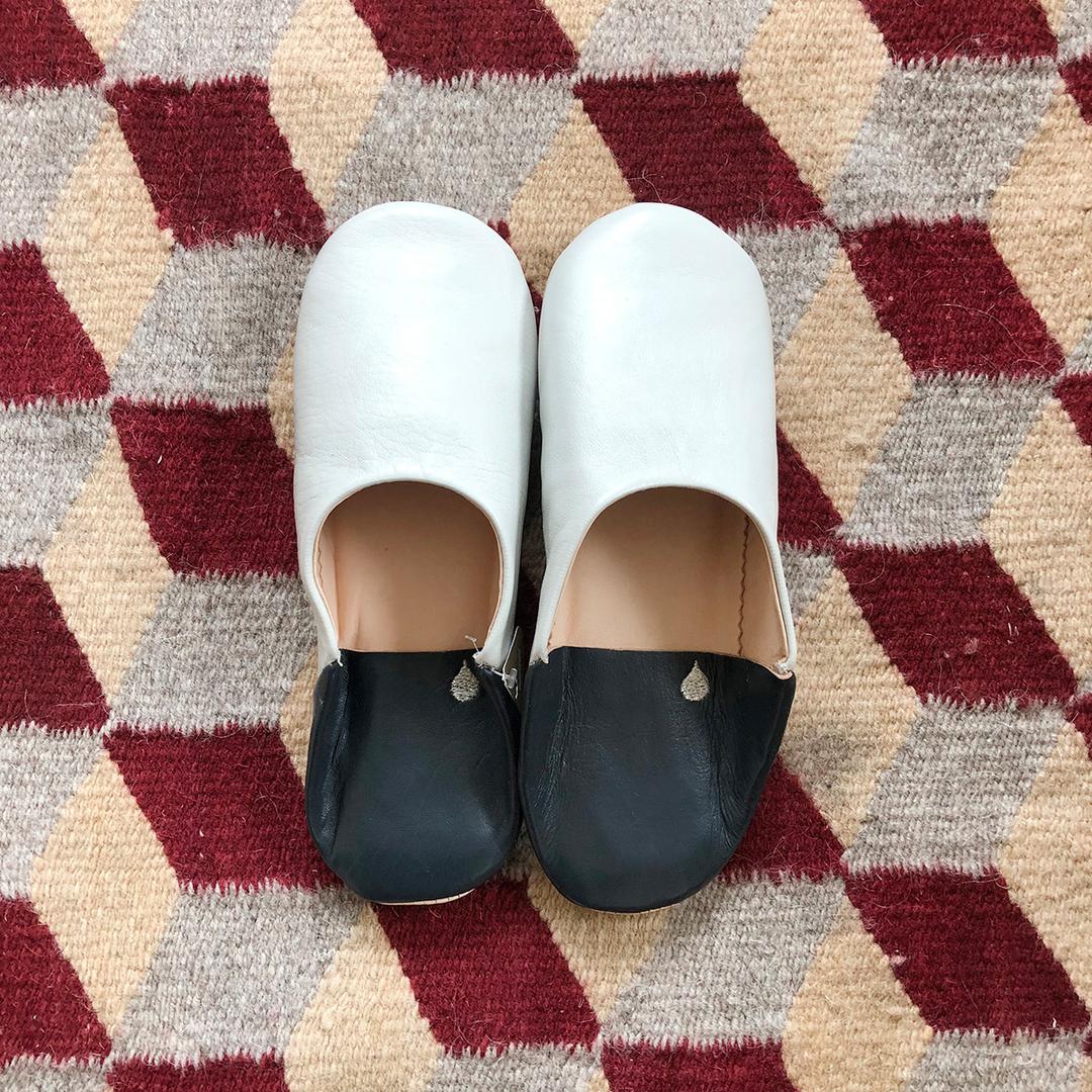 BABOUCHE gris claire et charbon