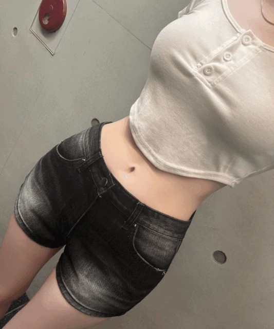 25ss 크롬 숏데님 (미들웨스트 흑청 숏팬츠, 핏예쁜 숏데님)