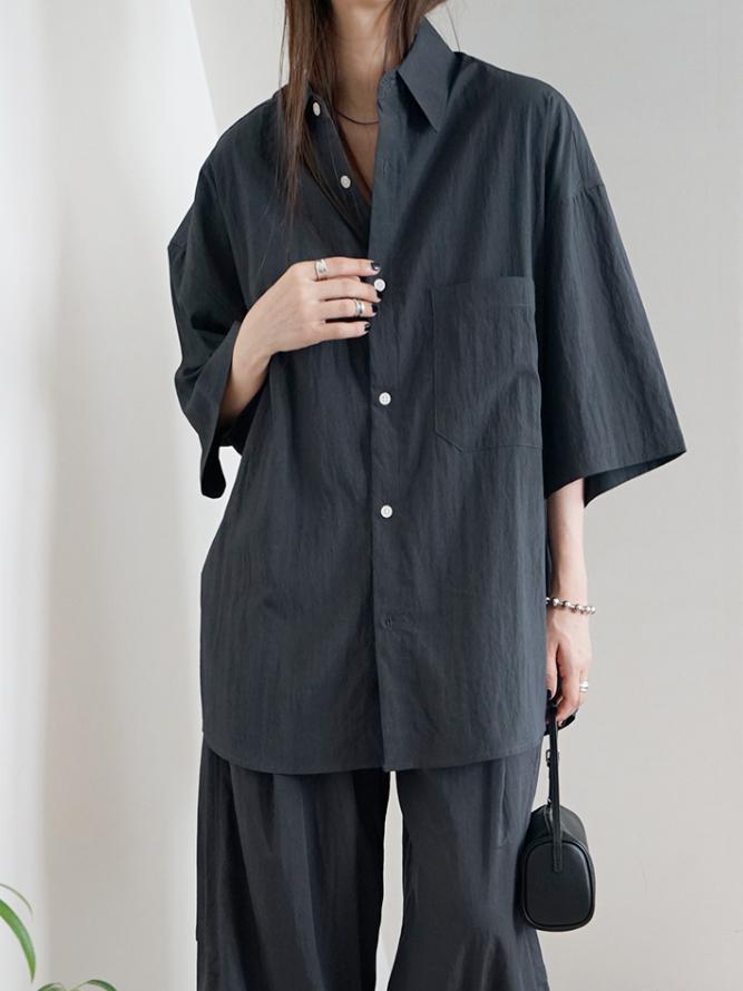 (2color)Silky over half shirt_빠른출고