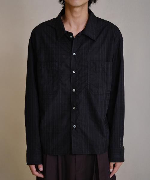 CHECK TWO POCKET SHIRTS (BLACK)