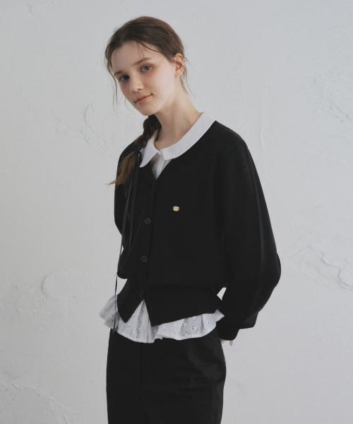 클래식 V넥 니트 가디건_Black