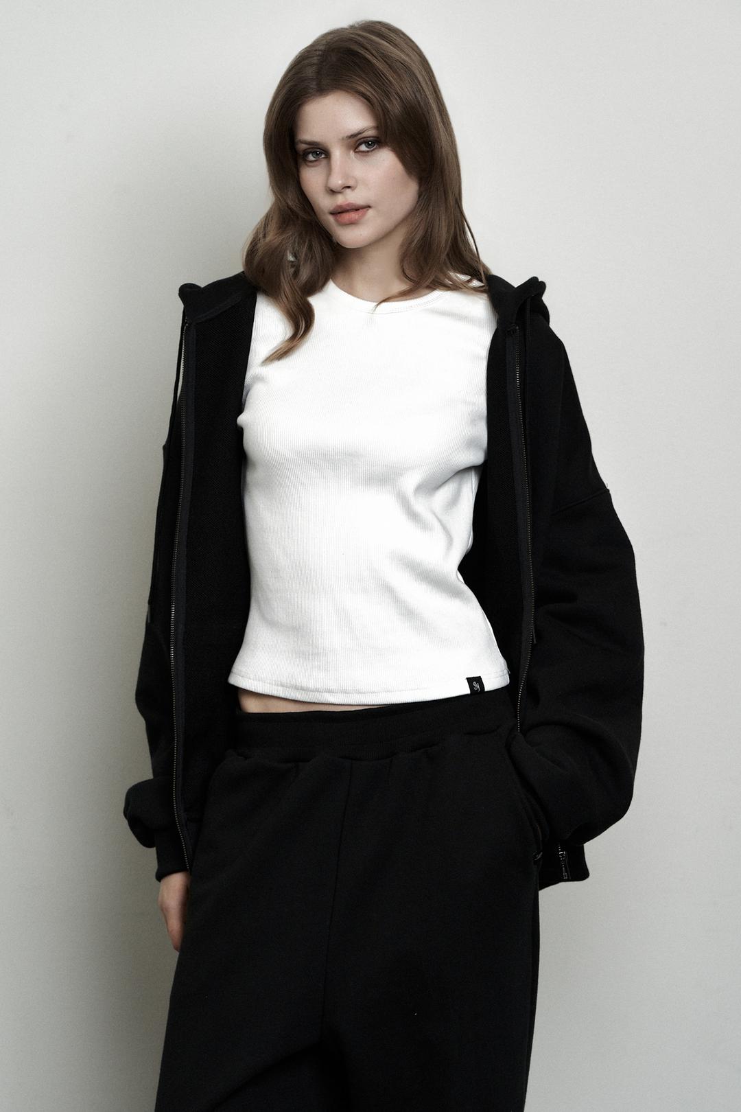 PLAIN RIB BASIC LONG SLEEVE WHITE