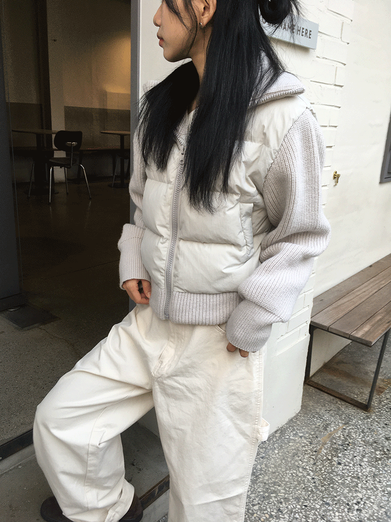 Duck down knit zip-up (2 color)