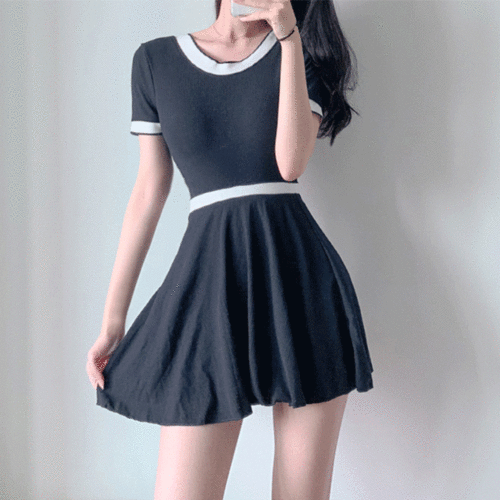 (당일발송,2set) 뮤즈 반팔 치마 투피스 모노키니