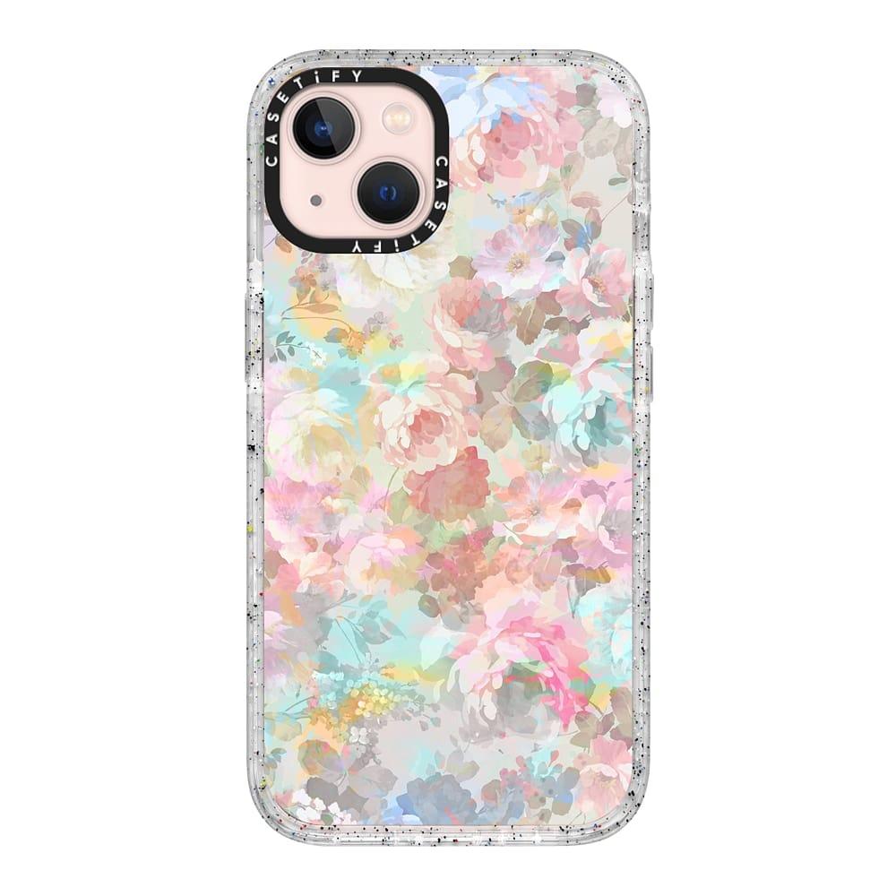 Shabby vintage pink baby blue watercolor floral