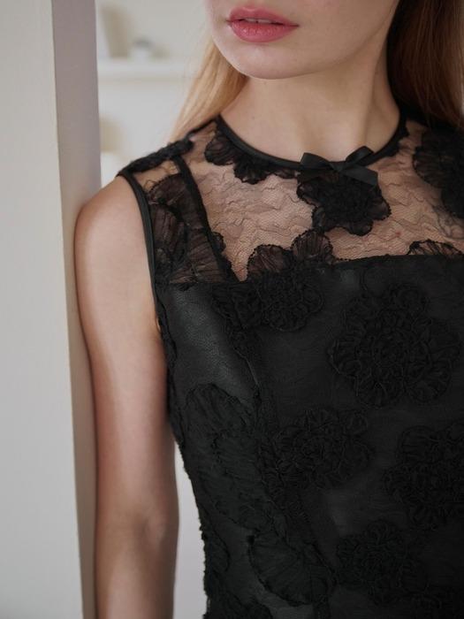 (1차 재입고)ALIENAR Flower embroidery mini dress