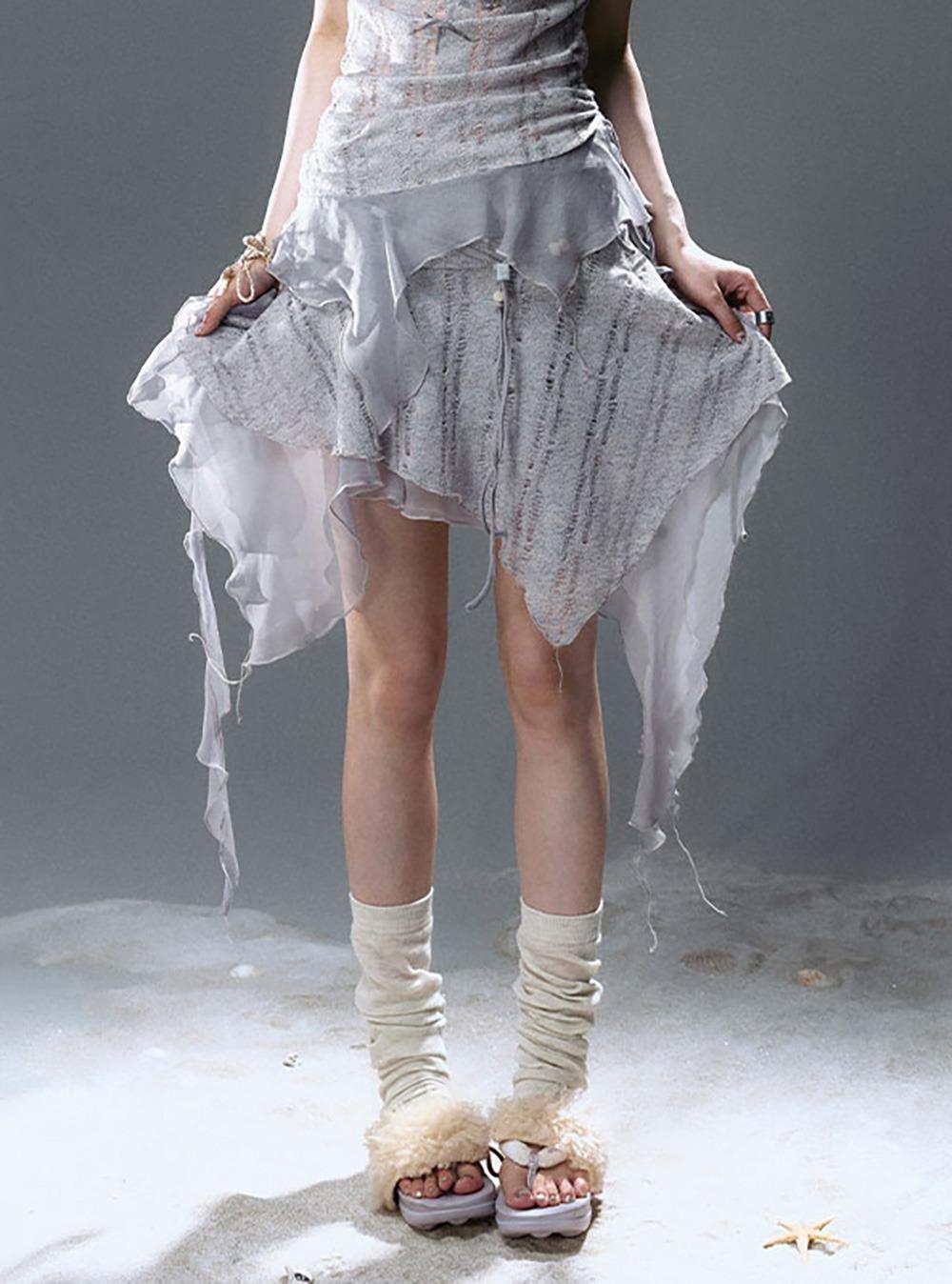 Whisper Beads Irregular Mini Skirt