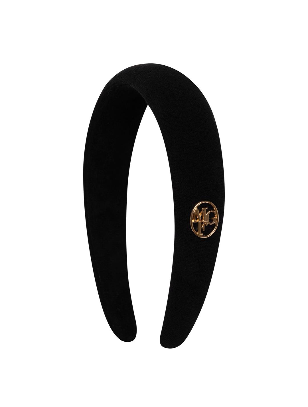 CIRCLE LOGO VELVET CORDUROY HAIR BAND black