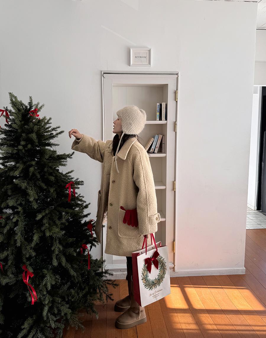 부클 하이넥 하프코트