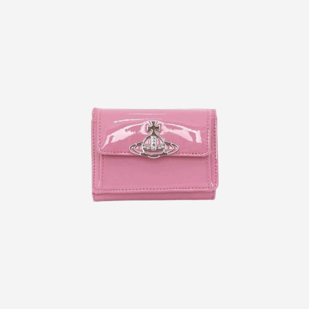Vivienne Westwood Shiny Patent Small Flap Purse Pink