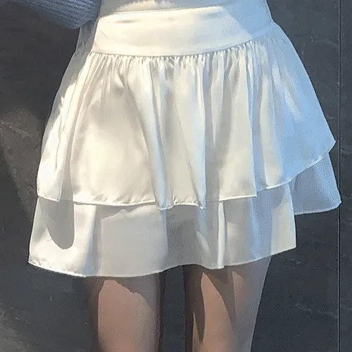 디어 샤틴 캉캉 미니 스커트 (속바지안감) [4계절용/새틴/프릴]