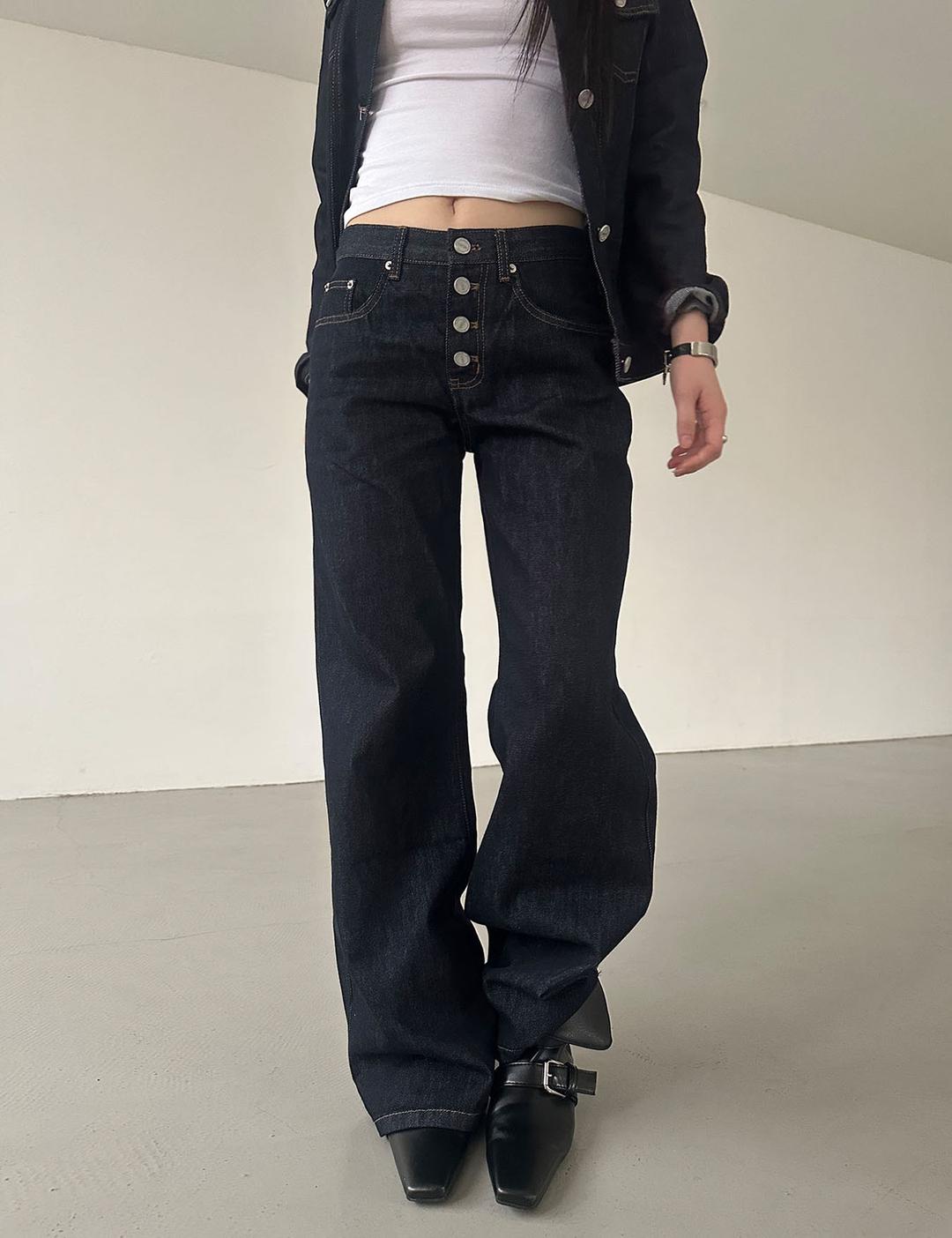 non-fade button pants (1color)