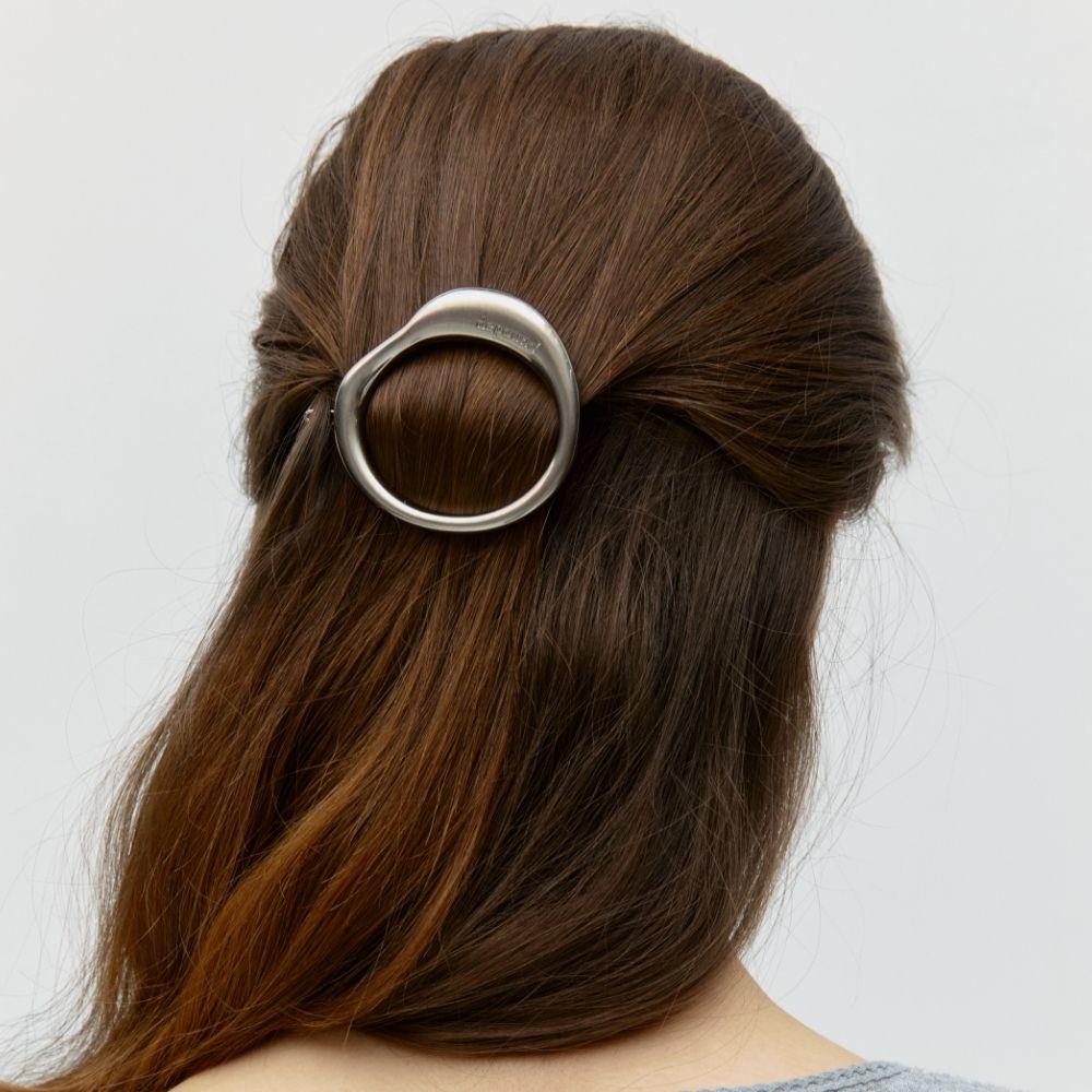 metal hair pin - silver satin