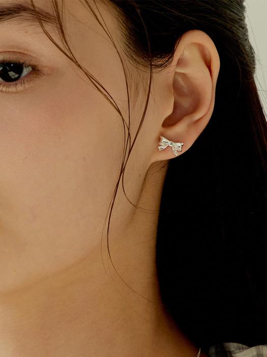 [925silver]Volume ribbon stud earrings