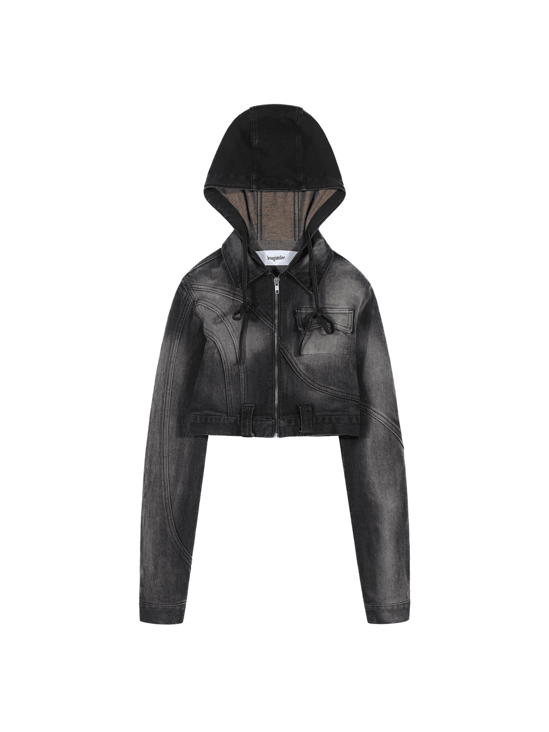 Silhouette denim hooded jacket / Black