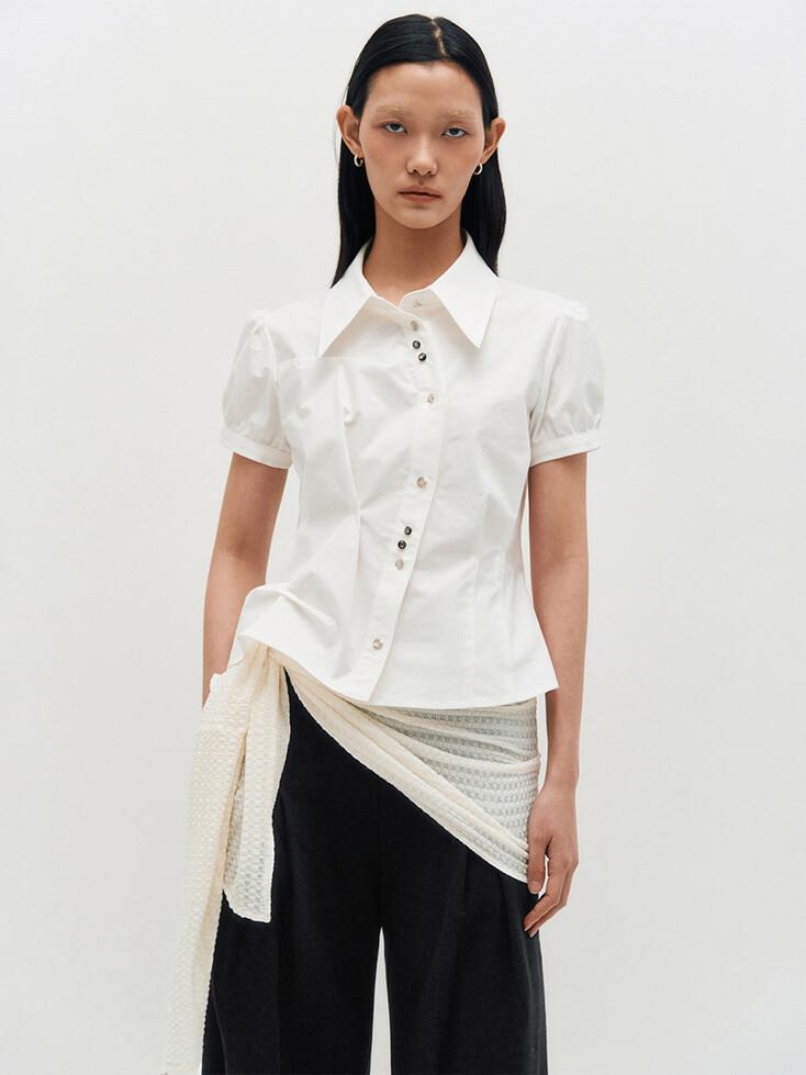 DOZI - Puffed Button Up Shirt _ WHITE