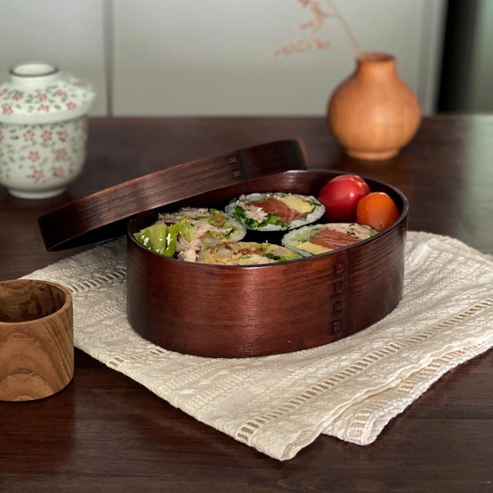 일본 우드 도시락통 나무 도시락 직장인 예쁜 피크닉 다이어트 샐러드 식단 1단 타원형 : 모더리코 MODERICO
