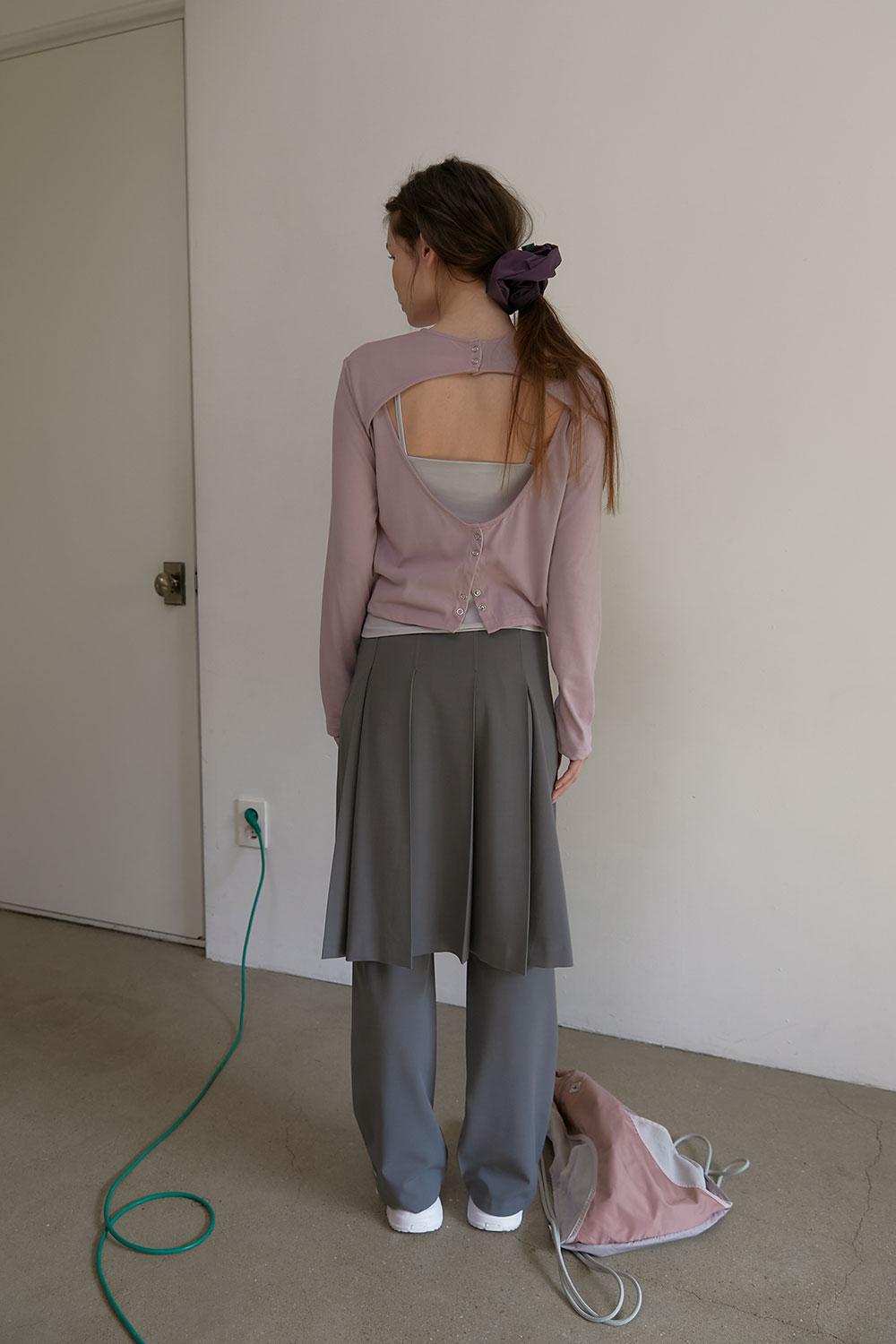 Pleated skirt pants_Light khaki gray