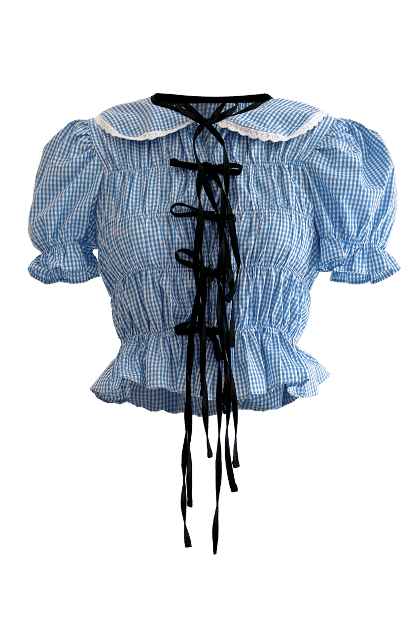 Cassia Top - XXS / Cloud Gingham