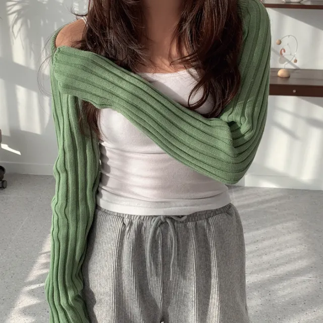 슬림 골지 니트 볼레로 가디건