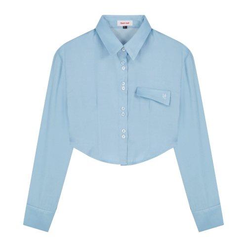 HEART 26 실키 코르셋 크롭 셔츠 _ 블루