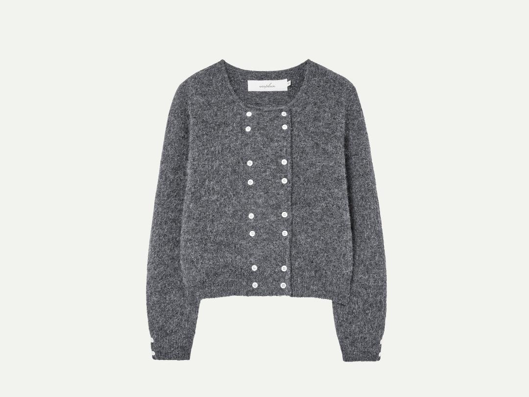 Via Rinker alpaca knit cardigan (Charcoal)