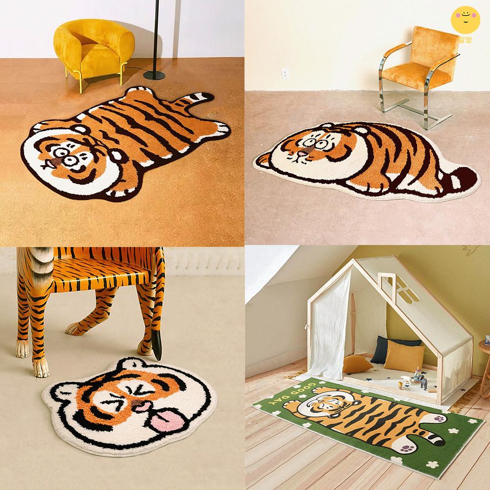 달떵 호랑이캐릭터러그 동물모양카페트 귀여운감성 거실 침대 신발장 아기원형 대형장모 극세사