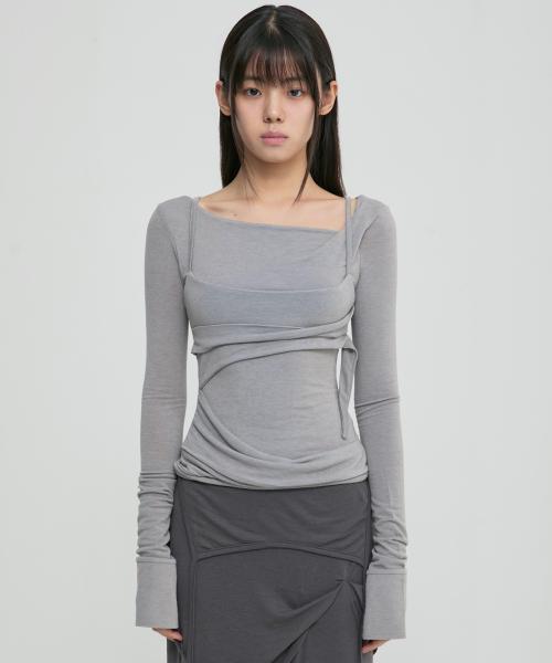 Layered Bustier Long Sleeve (FL-105_Gray)