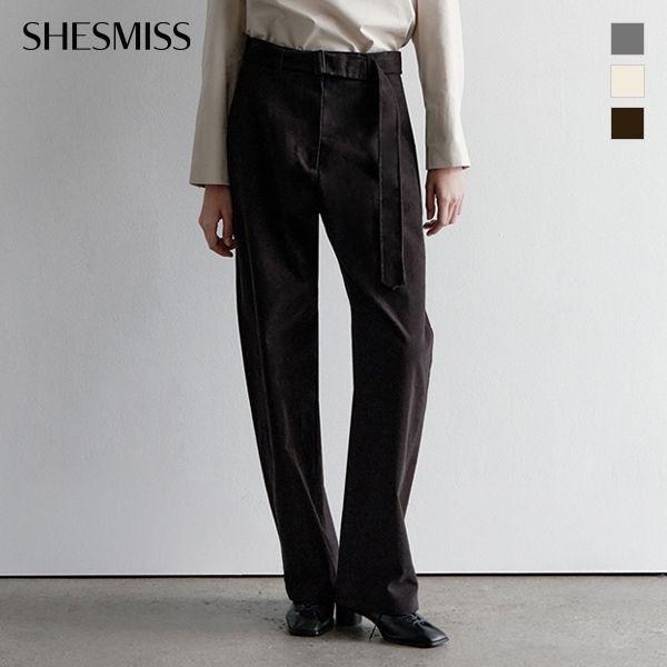 코튼 벨티드 와이드 팬츠_SWWSLO41090