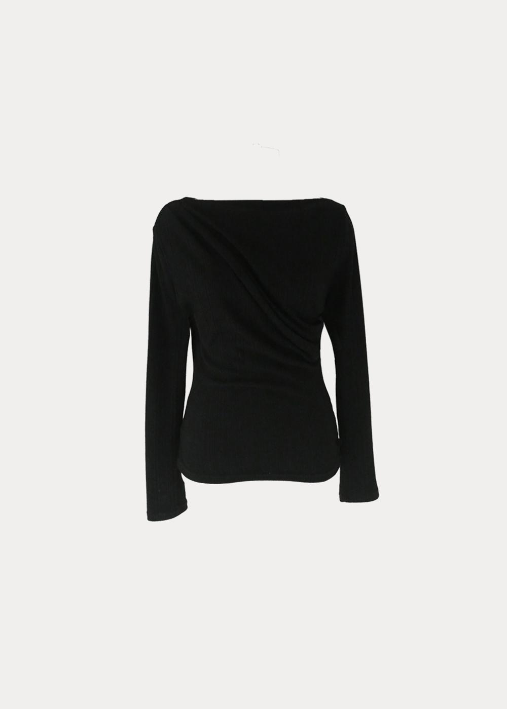 shirring top / black