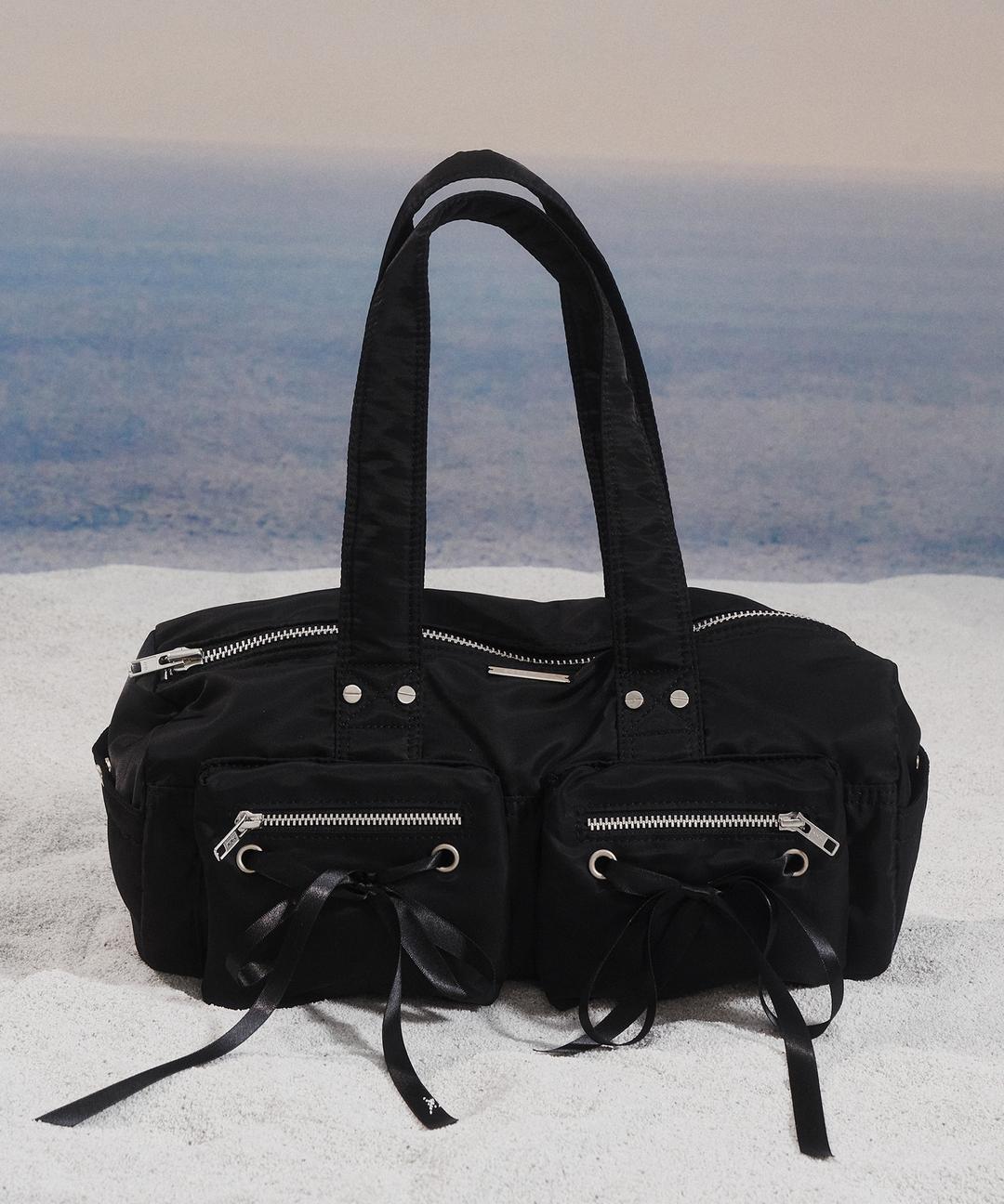 Double Ribbon Cargo Duffle Bag (BLACK)