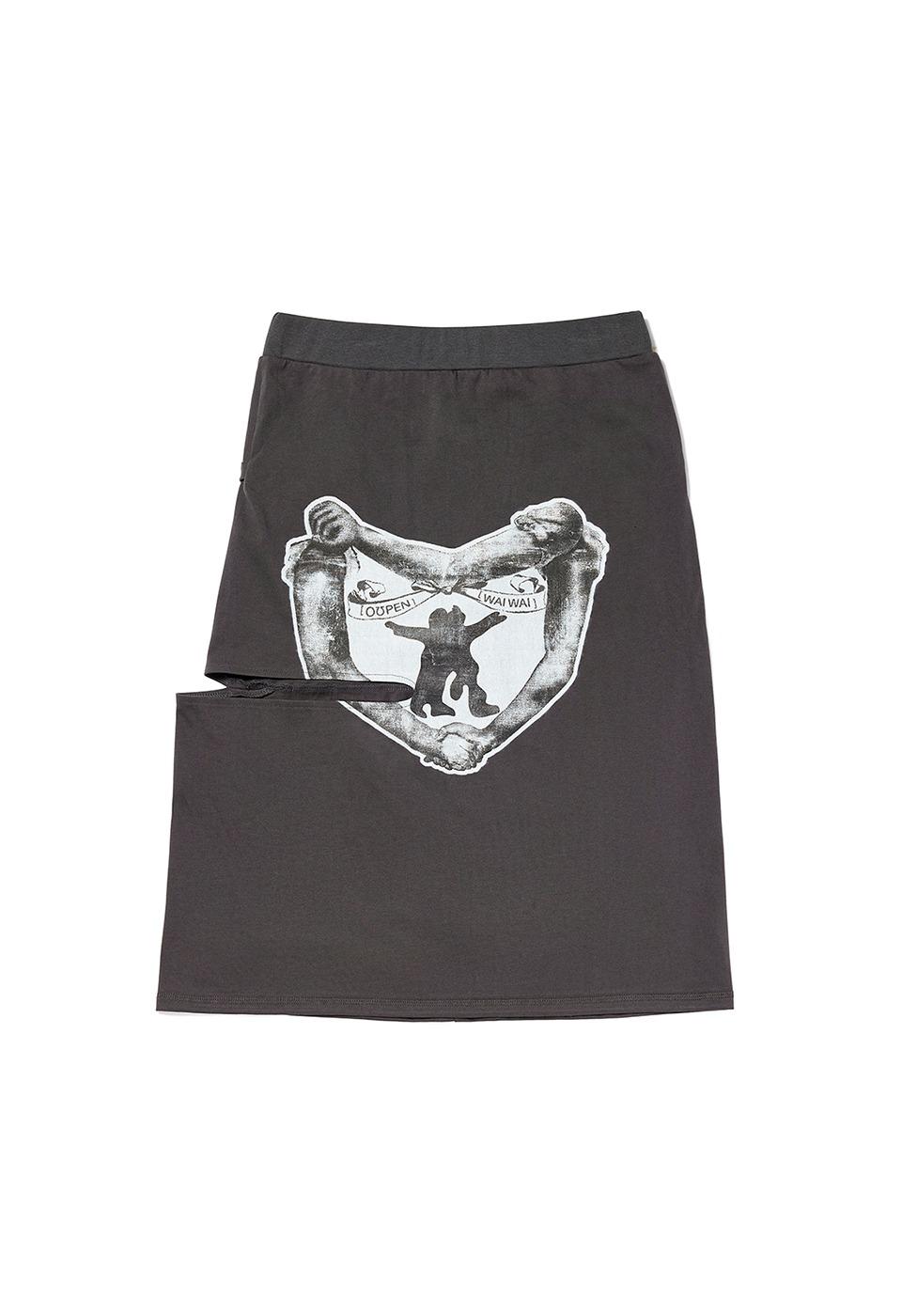 YY HUG&HEART CUTOUT SKIRT, CHARCOAL