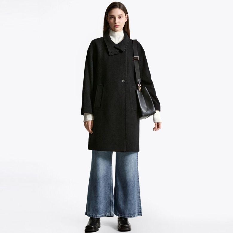 울 텍스처 퍼넬 넥 코트 T22F7WCT080WT1