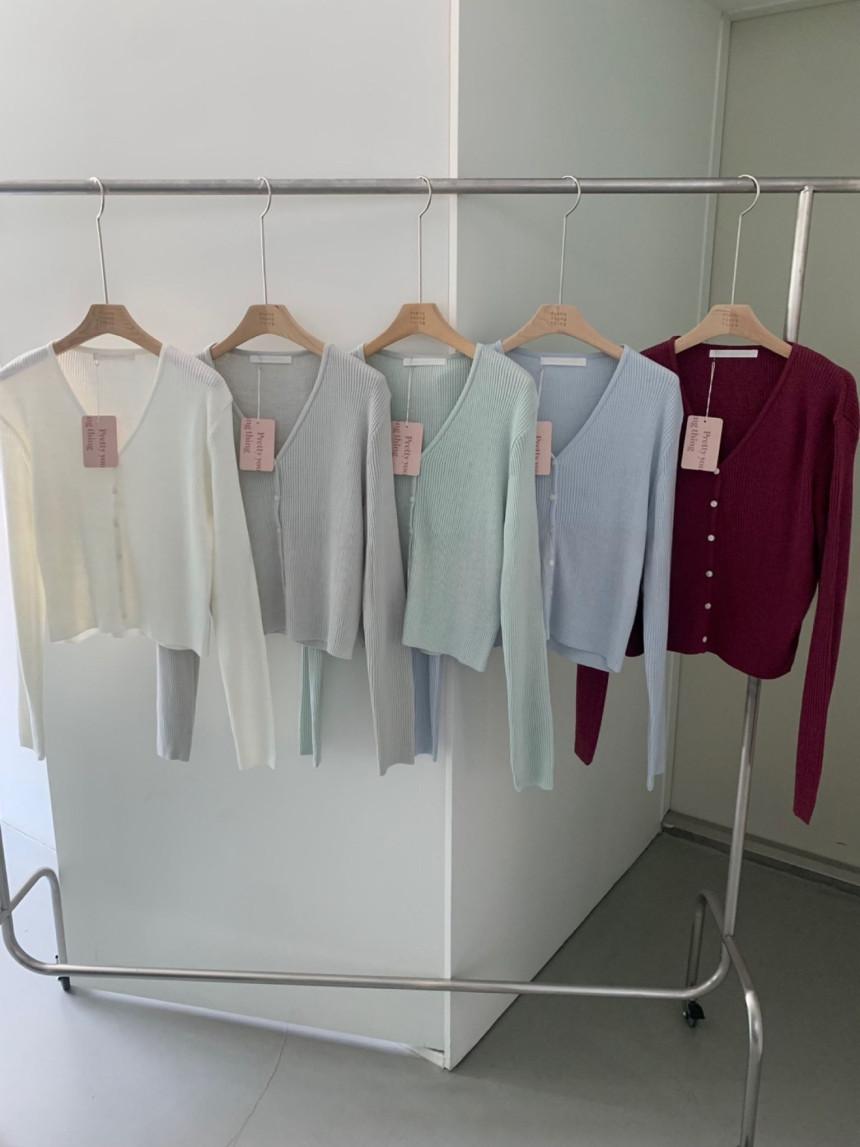 오베이즈 프리티영띵 PYT 프영띵 브이넥 페블 골지 모브닝 가디건 (5color)