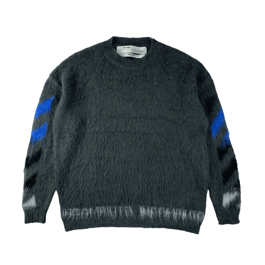 MARKED EU — Off-White Grey Logo Mohair Blend Sweater