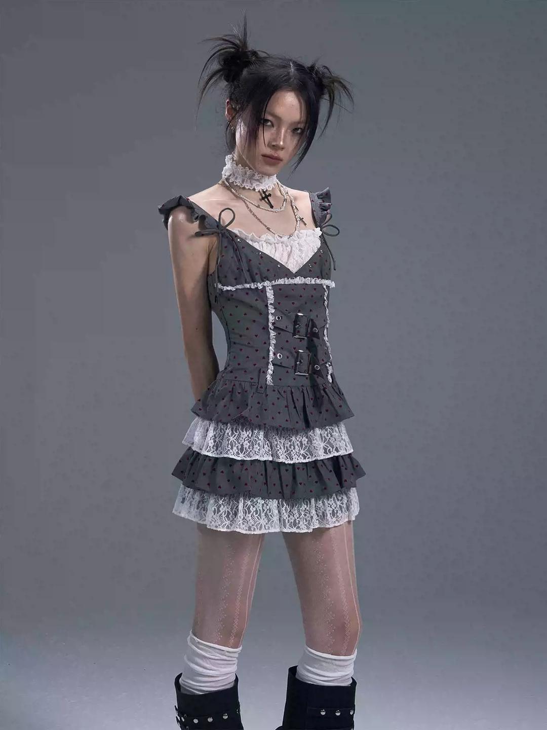 Lost Back Garden  Lace Suspender Cake Dress