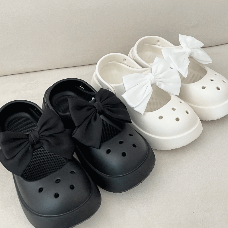 [당일출고] 2p 왕리본 크록 지비츠 신발 실내화 장식 파츠