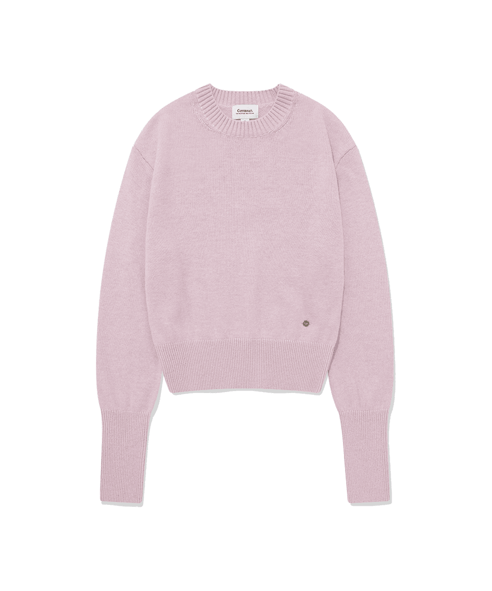 우먼 캐시미어 블렌드 라운드 니트 라벤더