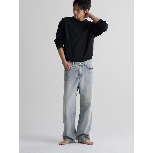 브러시드 와이드 데님 팬츠  스카이 블루