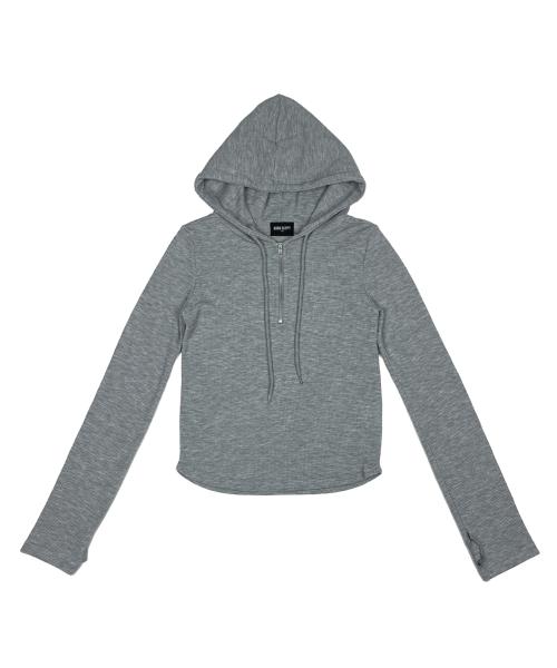 Half Zip-up Crop Hoodie (Gray)