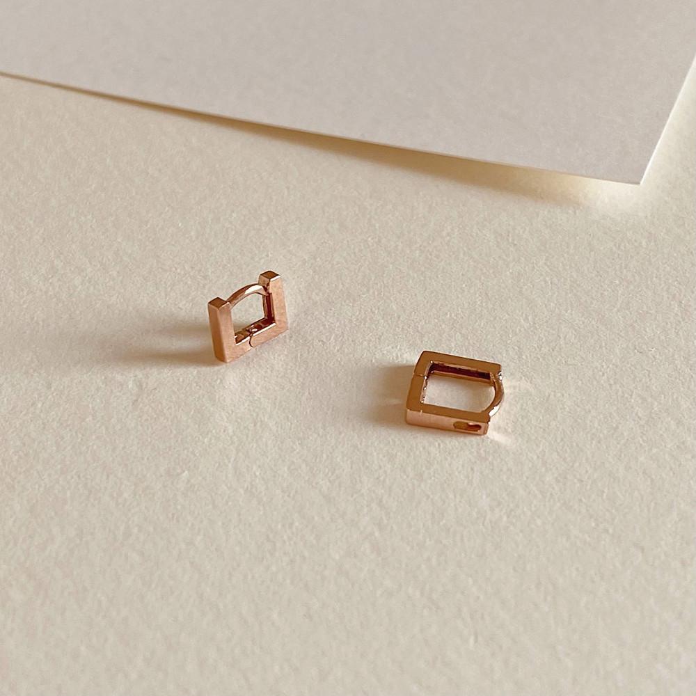 14K 10K 미니 링 피어싱 귀걸이 사각 원터치